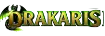 Drakaris – Online Casino Logo mes schwarzem Drachen und goldenen Flammen